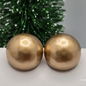 Vintage Carolee Gold Tone Button Dome Stud Earrings 80s 90s w/14K Posts